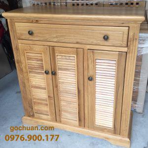 Tủ giày dép sồi Mỹ 3 cánh lá sách 1m