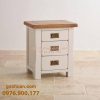 Tủ Đầu Giường Trắng Nóc Sồi 3 hộc