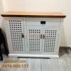 Tủ Giày Dép Trắng nóc Sồi Mỹ 3 cánh